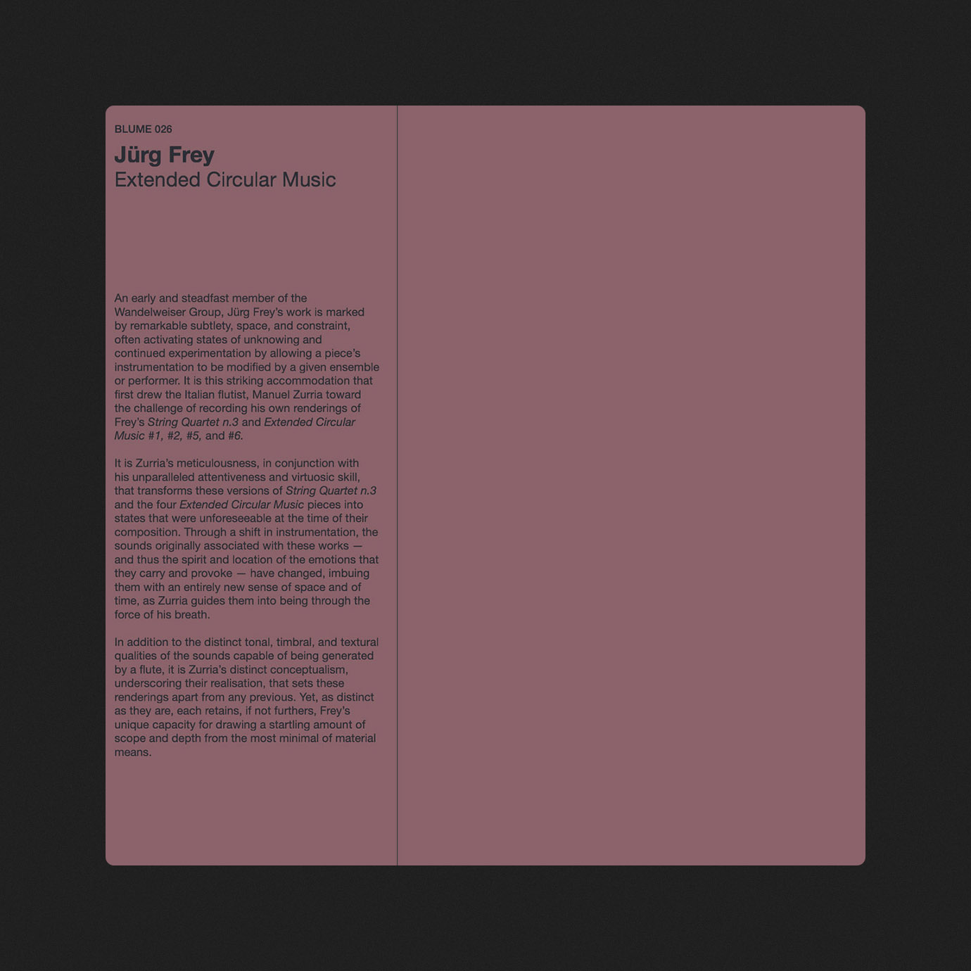 Extended Circular Music — Jürg Frey (2025)