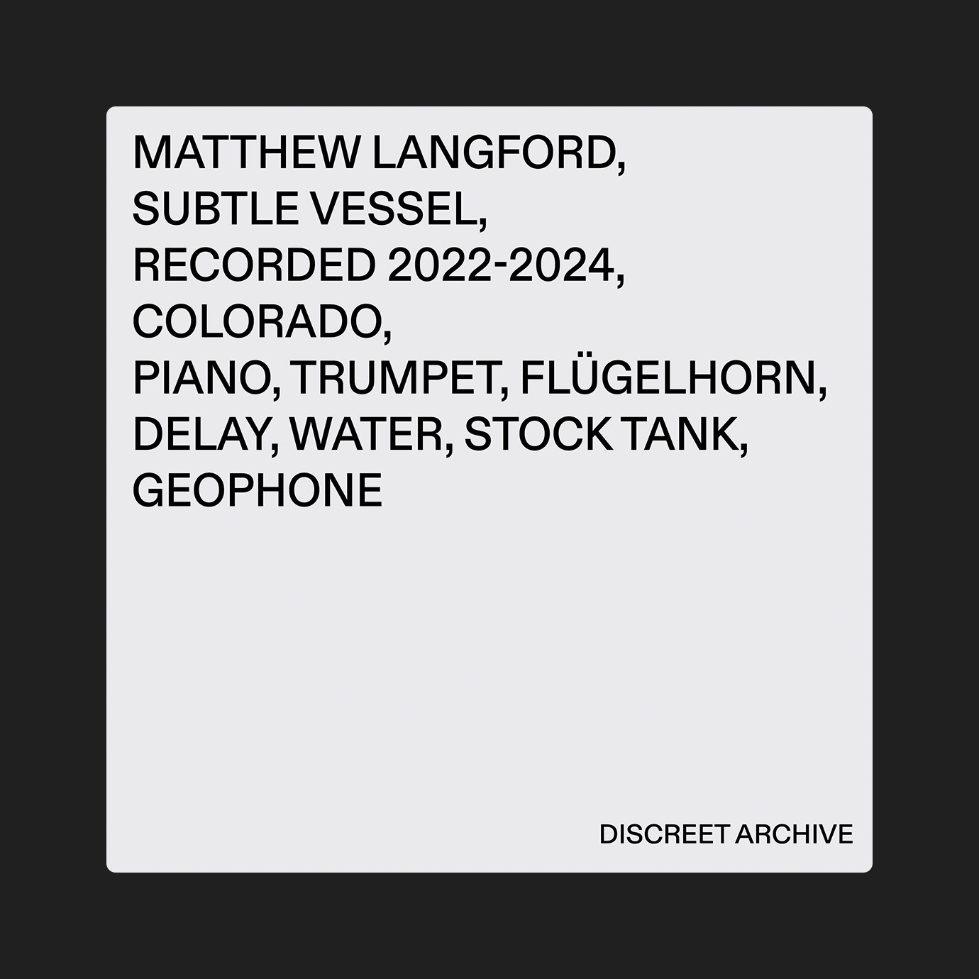 Subtle Vessel — Matthew Langford (2026)